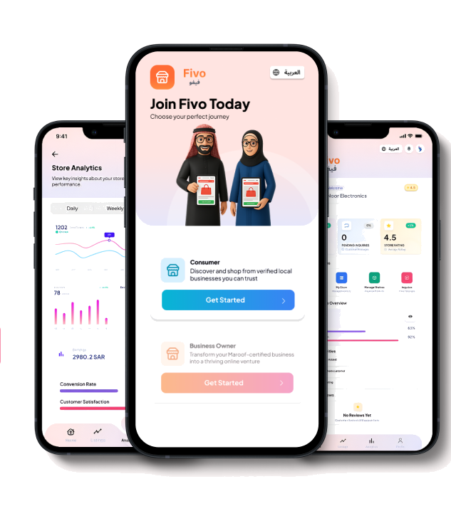 Fivo app screens on iPhone